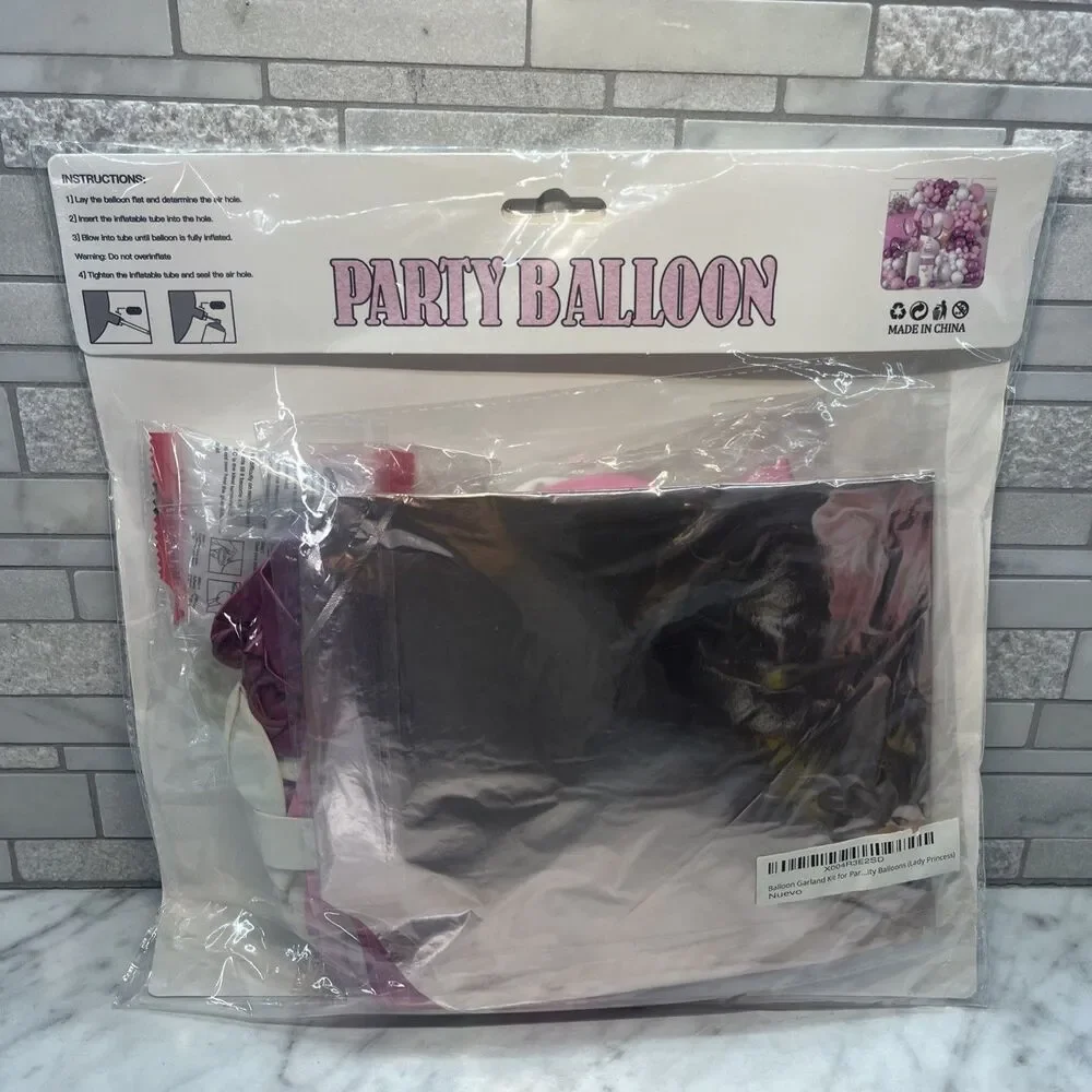 Pink & White Balloon Garland Arch Kit, Bow, stars,18in, 10in, 5in ballons 100 pc